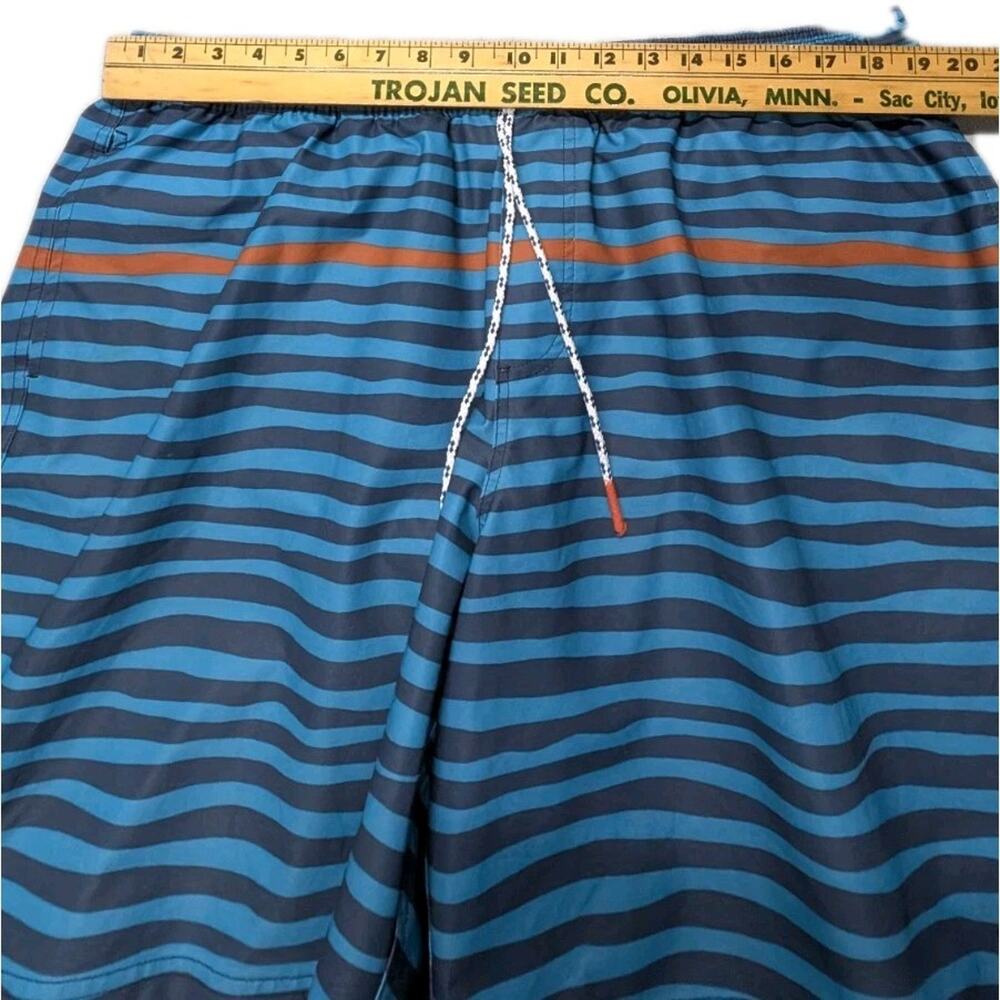 L.L. Bean Men’s Swim Trunks XXL Blue Teal Striped Drawstring Lined Pockets - Picture 9 of 12
